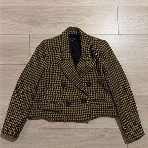 Zara Black and Tan Houndstooth Blazer